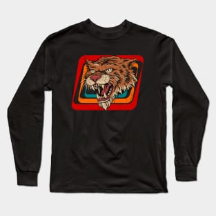 Tiger head vintage attack beware retro 80s style illustration Long Sleeve T-Shirt